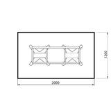 Konferencebord DNA, Antracit 2000x1200 mm rektangulært, Hvid understel