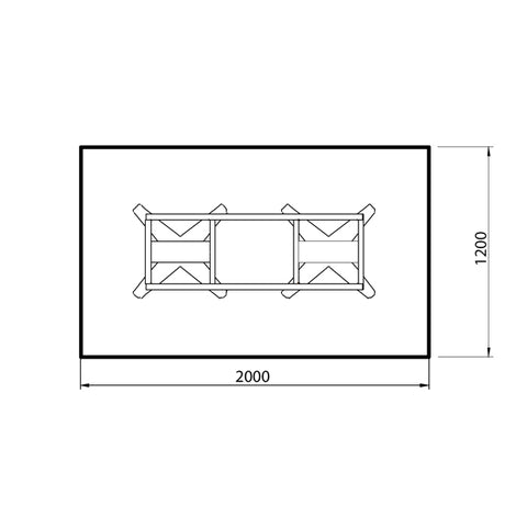 Konferencebord DNA, Antracit 2000x1200 mm rektangulært, Sort understel