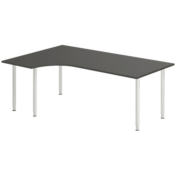 Ergoff Skrivebord DNA, Antracit 2000x1200 mm Venstre I-ben/Alugrå – Skriveborde (billede 1)