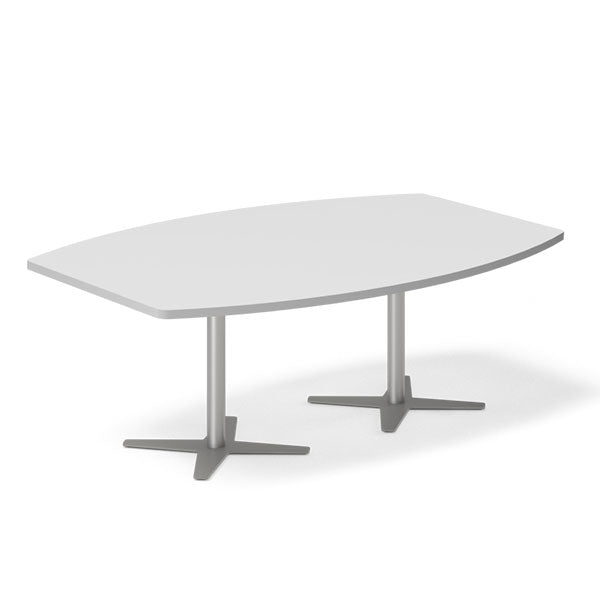 Konferencebord DNA, Lysgrå 2000x1200 mm bådformet, Alugrå understel – image 1