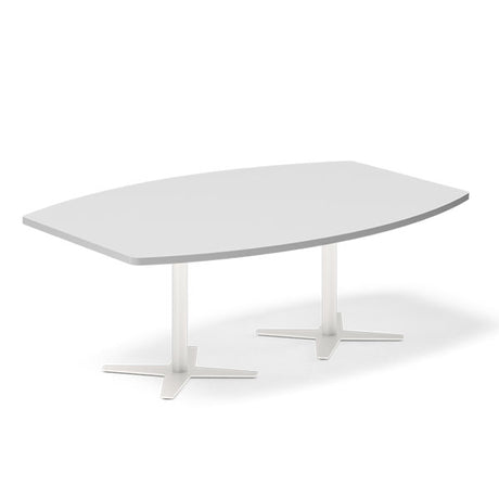 Konferencebord DNA, Lysgrå 2000x1200 mm bådformet, Hvid understel – image 1