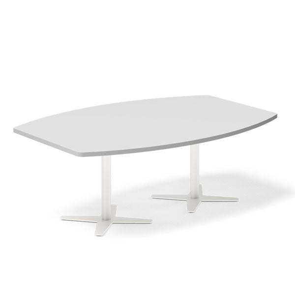 Konferencebord DNA, Lysgrå 2000x1200 mm bådformet, Hvid understel – image 1
