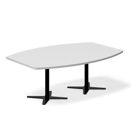 Ergoff Konferencebord DNA, Lysgrå 2000x1200 mm bådformet, Sort understel – Konferenceborde (billede 1)