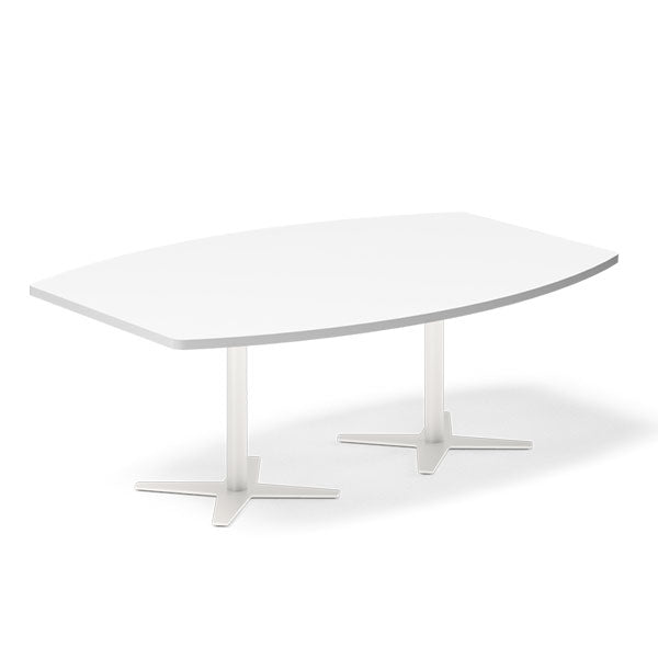 Ergoff Konferencebord DNA, Hvid 2000x1200 mm bådformet, Hvid understel – Konferenceborde (billede 1)