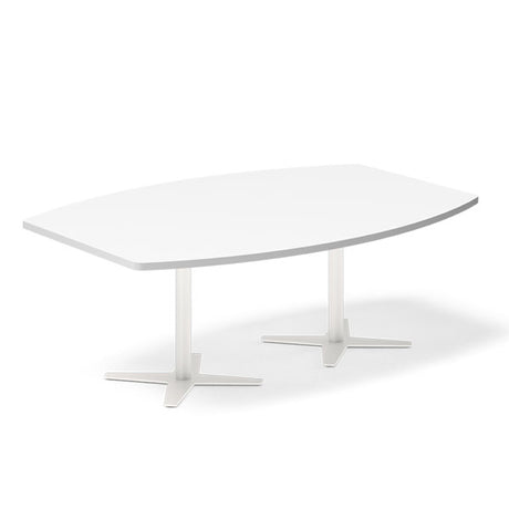 Ergoff Konferencebord DNA, Hvid 2000x1200 mm bådformet, Hvid understel – Konferenceborde (billede 1)