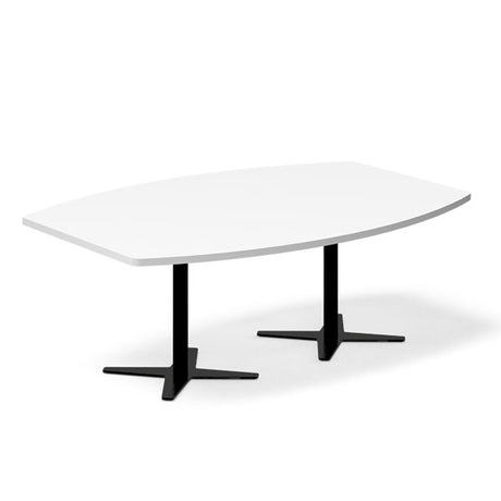 Ergoff Konferencebord DNA, Hvid 2000x1200 mm bådformet, Sort understel – Konferenceborde (billede 1)