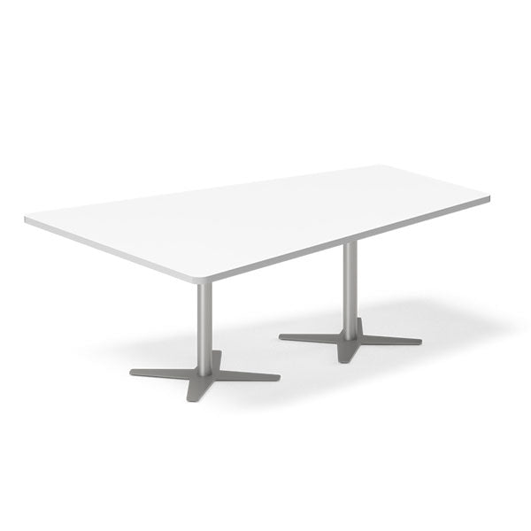 Ergoff Konferencebord DNA, Hvid 2000x1425 mm trapezformet, Alugrå understel – Konferenceborde (billede 1)