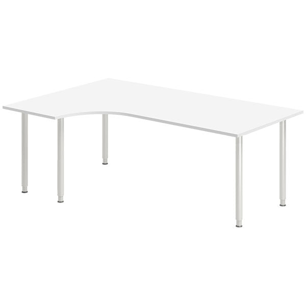 Ergoff Skrivebord DNA, Hvid 2000x1200mm Venstre I-ben/Alugrå – Skriveborde (billede 1)