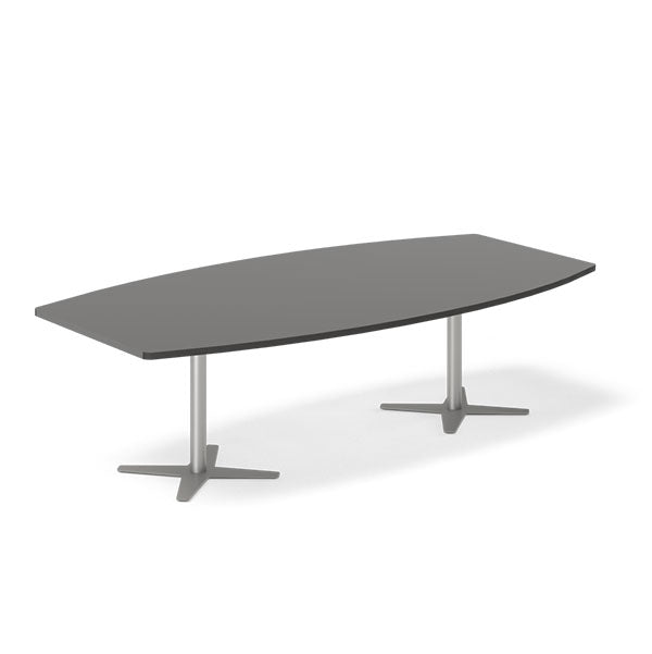 Konferencebord DNA, Antracit 2600x1200 mm bådformet, Alugrå understel – image 1