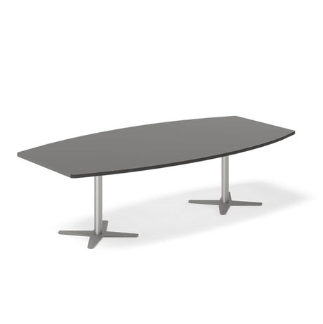 Konferencebord DNA, Antracit 2600x1200 mm bådformet, Alugrå understel – image 1