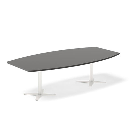 Ergoff Konferencebord DNA, Antracit 2600x1200 mm bådformet, Hvid understel – Konferenceborde (billede 1)