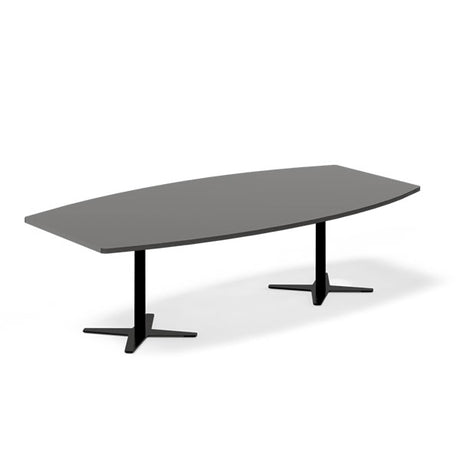 Ergoff Konferencebord DNA, Antracit 2600x1200 mm bådformet, Sort understel – Konferenceborde (billede 1)