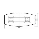 Konferencebord DNA, Antracit 2600x1200 mm bådformet, Sort understel