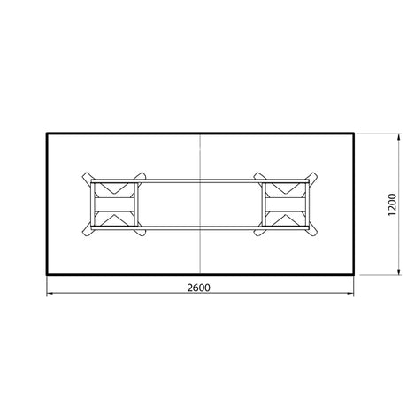 Konferencebord DNA, Antracit 2600x1200 mm rektangulært, Hvid understel