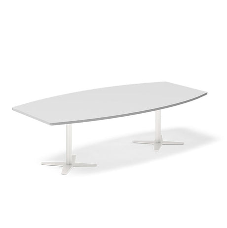 Ergoff Konferencebord DNA, Lysgrå 2600x1200 mm bådformet, Hvid understel – Konferenceborde (billede 1)