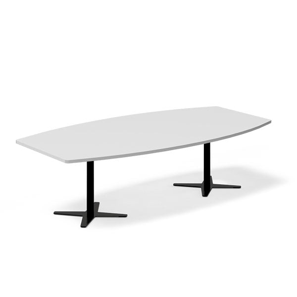 Konferencebord DNA, Lysgrå 2600x1200 mm bådformet, Sort understel – image 1