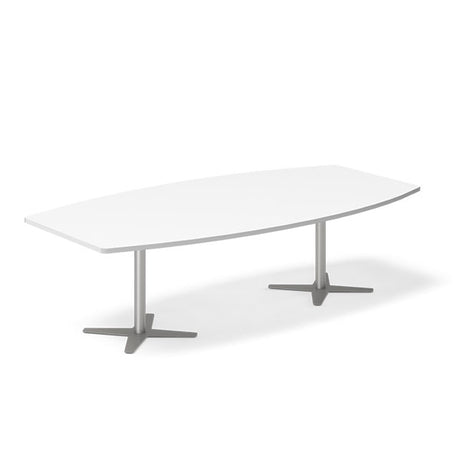 Ergoff Konferencebord DNA, Hvid 2600x1200 mm bådformet, Alugrå understel – Konferenceborde (billede 1)
