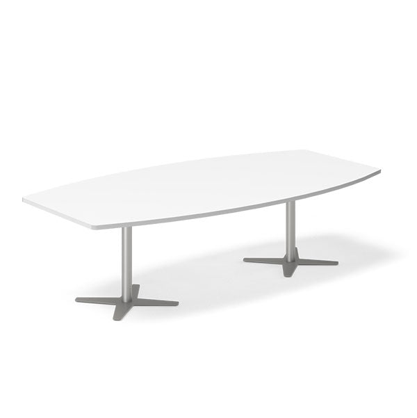 Ergoff Konferencebord DNA, Hvid 2600x1200 mm bådformet, Alugrå understel – Konferenceborde (billede 1)