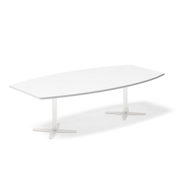 Ergoff Konferencebord DNA, Hvid 2600x1200 mm bådformet, Hvid understel – Konferenceborde (billede 1)