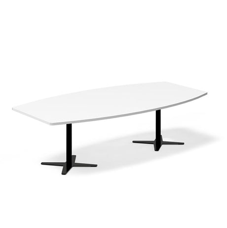 Ergoff Konferencebord DNA, Hvid 2600x1200 mm bådformet, Sort understel – Konferenceborde (billede 1)