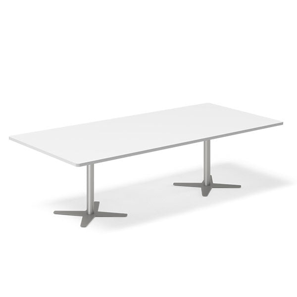 Ergoff Konferencebord DNA, Hvid 2600x1200 mm rektangulært, Alugrå understel – Konferenceborde (billede 1)