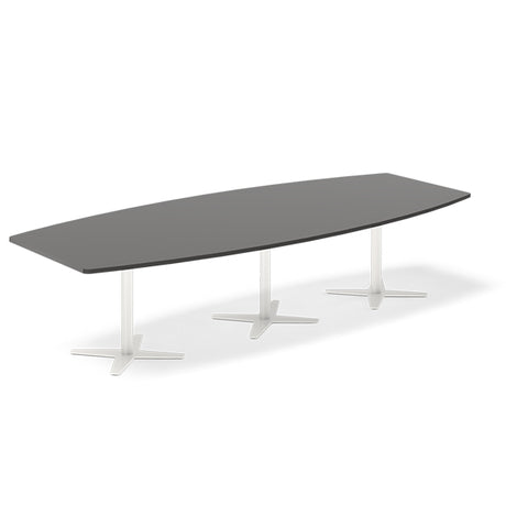 Ergoff Konferencebord DNA, Antracit 3200x1200 mm bådformet, Hvid understel – Konferenceborde (billede 1)