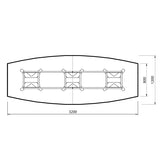 Konferencebord DNA, Antracit 3200x1200 mm bådformet, Hvid understel