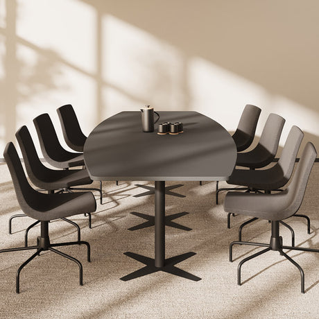 Ergoff Konferencebord DNA, Antracit 3200x1200 mm bådformet, Sort understel – Konferenceborde (billede 1)
