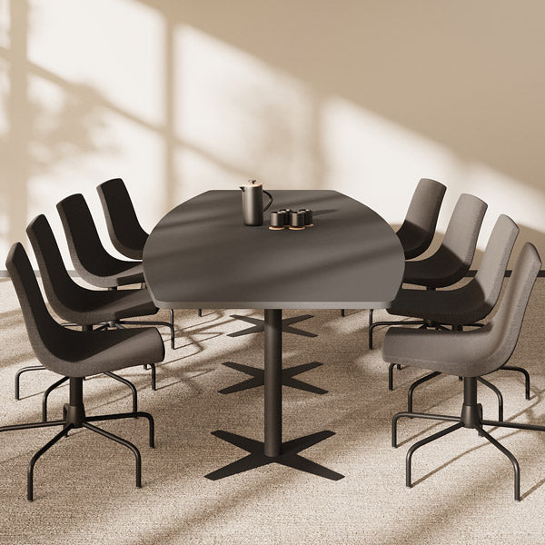 Ergoff Konferencebord DNA, Antracit 3200x1200 mm bådformet, Sort understel – Konferenceborde (billede 1)