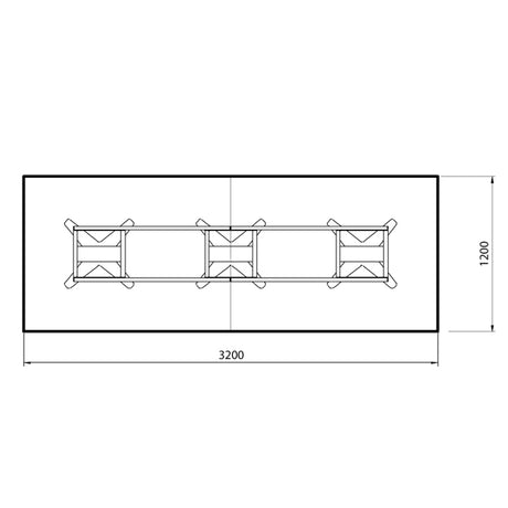Konferencebord DNA, Antracit 3200x1200 mm rektangulært, Sort understel