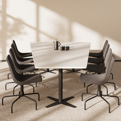 Konferencebord DNA, Lysgrå 3200x1800 mm trapezformet, Sort understel – image 1