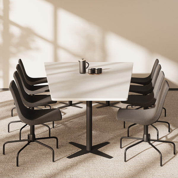 Konferencebord DNA, Lysgrå 3200x1800 mm trapezformet, Sort understel – image 1