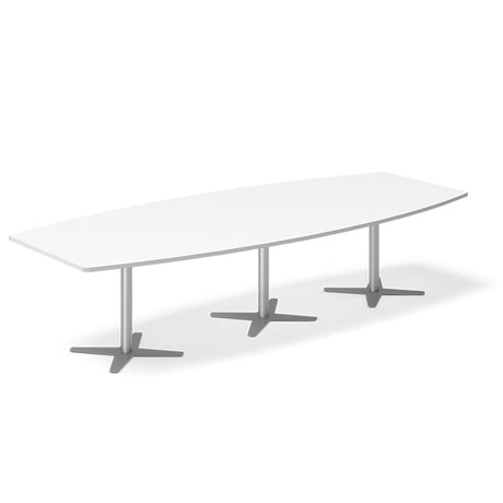 Ergoff Konferencebord DNA, Hvid 3200x1200 mm bådformet, Alugrå understel – Konferenceborde (billede 2)