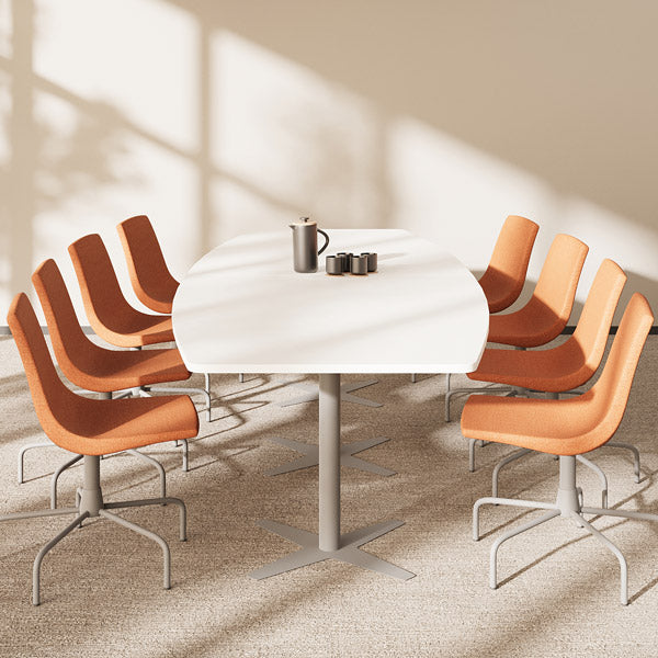 Konferencebord DNA, Hvid 3200x1200 mm bådformet, Alugrå understel – image 1