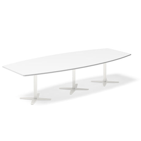 Ergoff Konferencebord DNA, Hvid 3200x1200 mm bådformet, Hvid understel – Konferenceborde (billede 1)