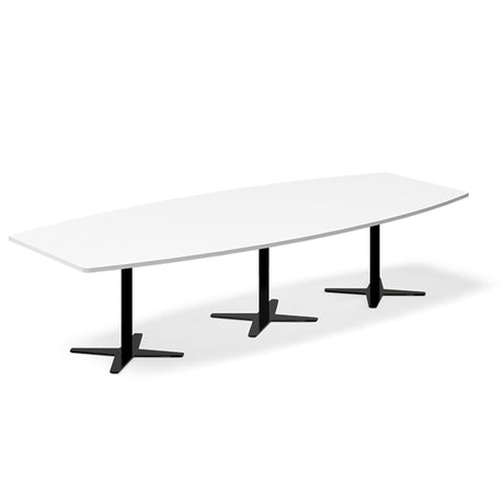 Ergoff Konferencebord DNA, Hvid 3200x1200 mm bådformet, Sort understel – Konferenceborde (billede 1)