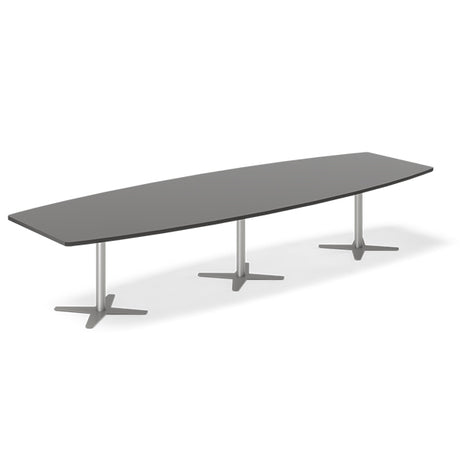 Ergoff Konferencebord DNA, Antracit 3800x1200 mm bådformet, Alugrå understel – Konferenceborde (billede 1)