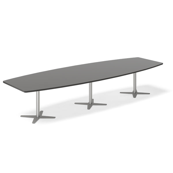 Ergoff Konferencebord DNA, Antracit 3800x1200 mm bådformet, Alugrå understel – Konferenceborde (billede 1)
