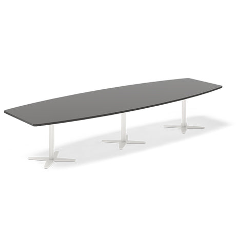 Ergoff Konferencebord DNA, Antracit 3800x1200 mm bådformet, Hvid understel – Konferenceborde (billede 1)