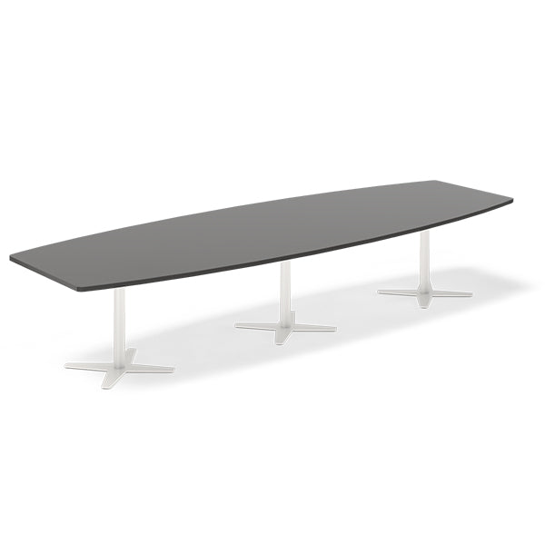 Ergoff Konferencebord DNA, Antracit 3800x1200 mm bådformet, Hvid understel – Konferenceborde (billede 1)
