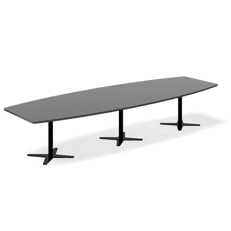 Ergoff Konferencebord DNA, Antracit 3800x1200 mm bådformet, Sort understel – Konferenceborde (billede 1)