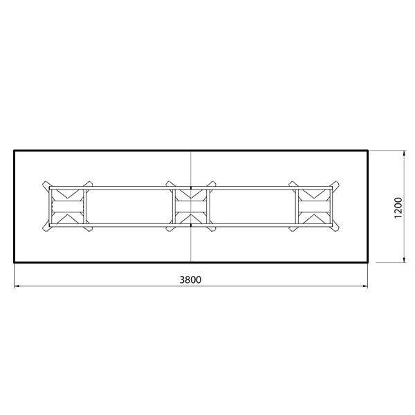 Konferencebord DNA, Antracit 3800x1200 mm rektangulært, Sort understel