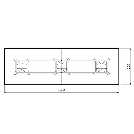 Konferencebord DNA, Antracit 3800x1200 mm rektangulært, Sort understel