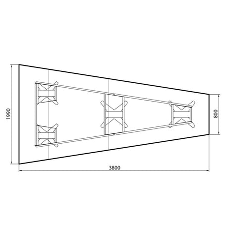 Konferencebord DNA, Antracit 3800x1990 mm trapezformet, Alugrå understel