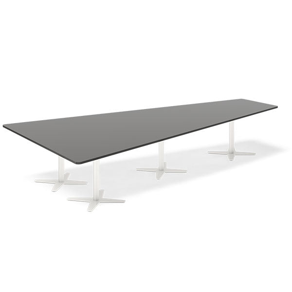 Konferencebord DNA, Antracit 3800x1990 mm trapezformet, Hvid understel