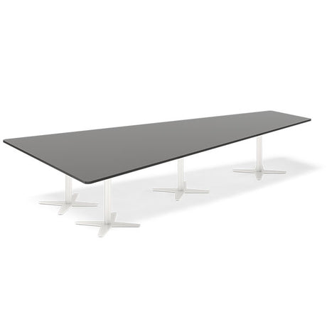 Ergoff Konferencebord DNA, Antracit 3800x1990 mm trapezformet, Hvid understel – Konferenceborde (billede 1)