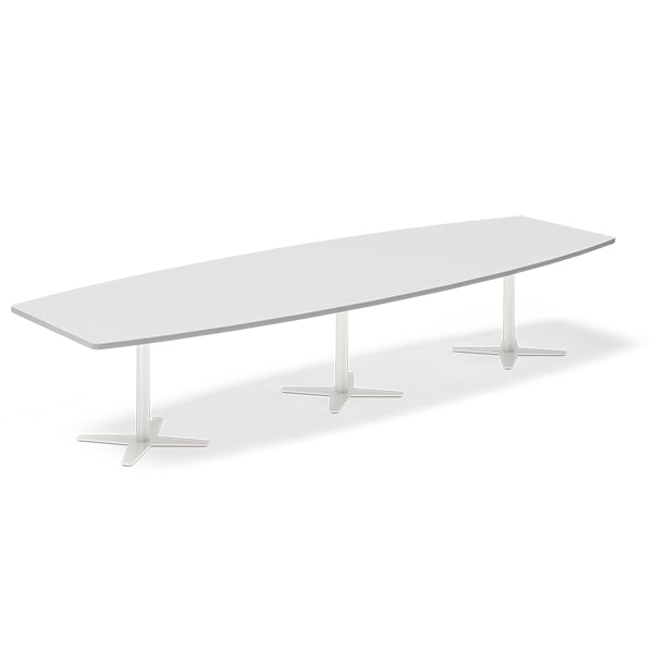 Ergoff Konferencebord DNA, Lysgrå 3800x1200 mm bådformet, Hvid understel – Konferenceborde (billede 1)