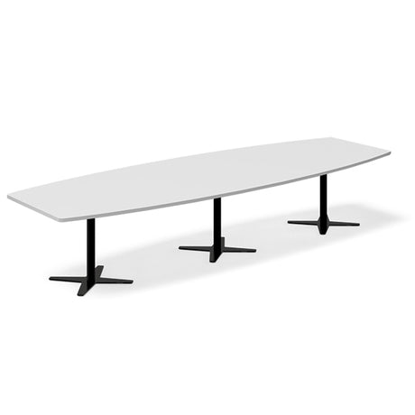 Konferencebord DNA, Lysgrå 3800x1200 mm bådformet, Sort understel – image 1