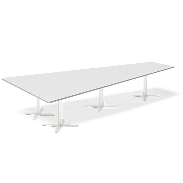 Ergoff Konferencebord DNA, Lysgrå 3800x1990 mm trapezformet, Hvid understel – Konferenceborde (billede 1)
