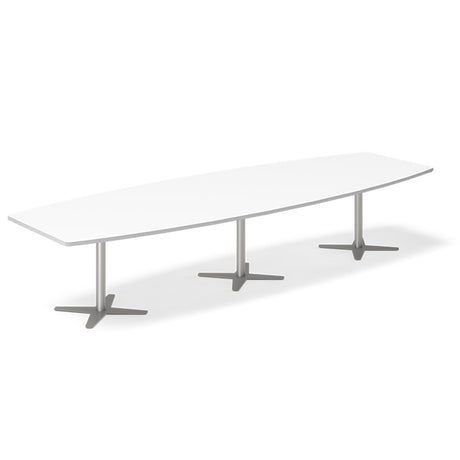 Ergoff Konferencebord DNA, Hvid 3800x1200 mm bådformet, Alugrå understel – Konferenceborde (billede 1)